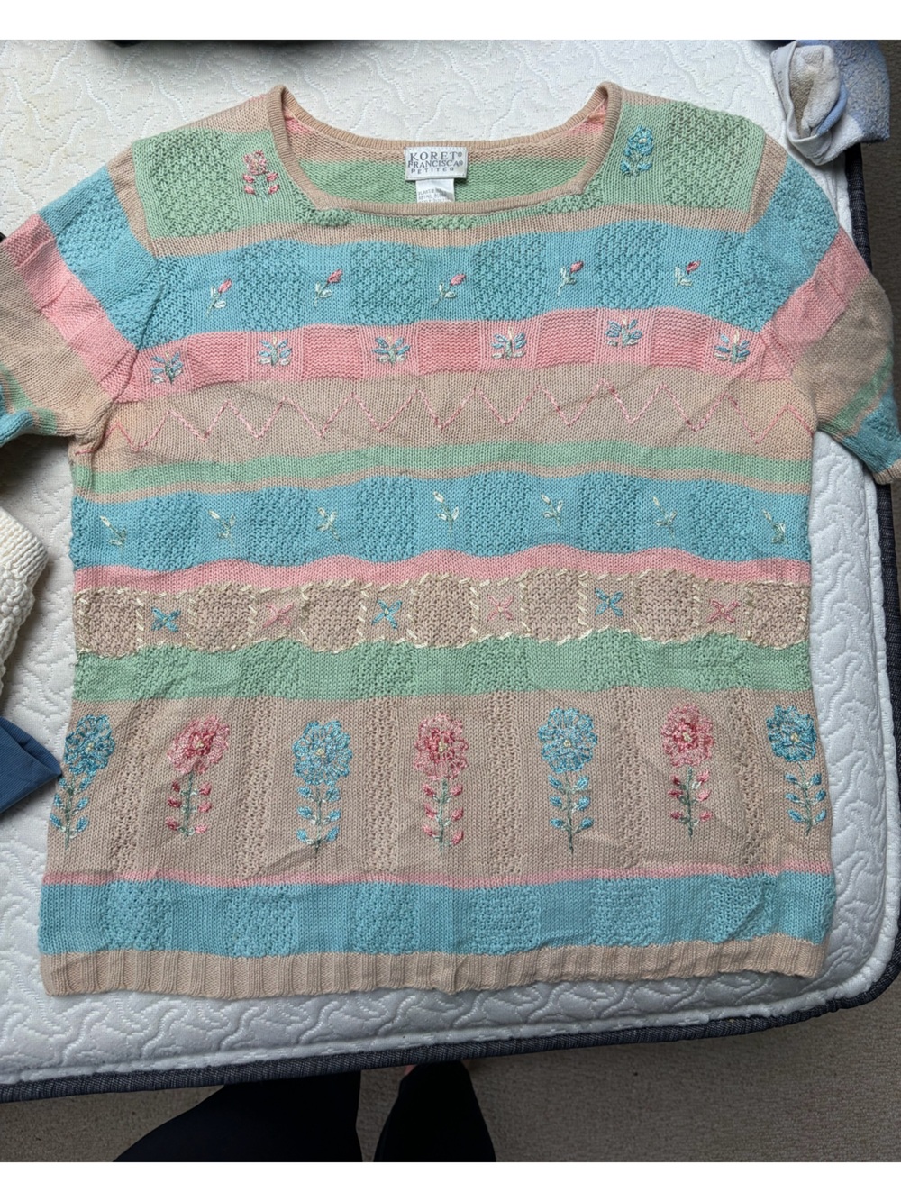 Koret Pastel Floral Knit Shirt - Blue, Pink, Green, Beige